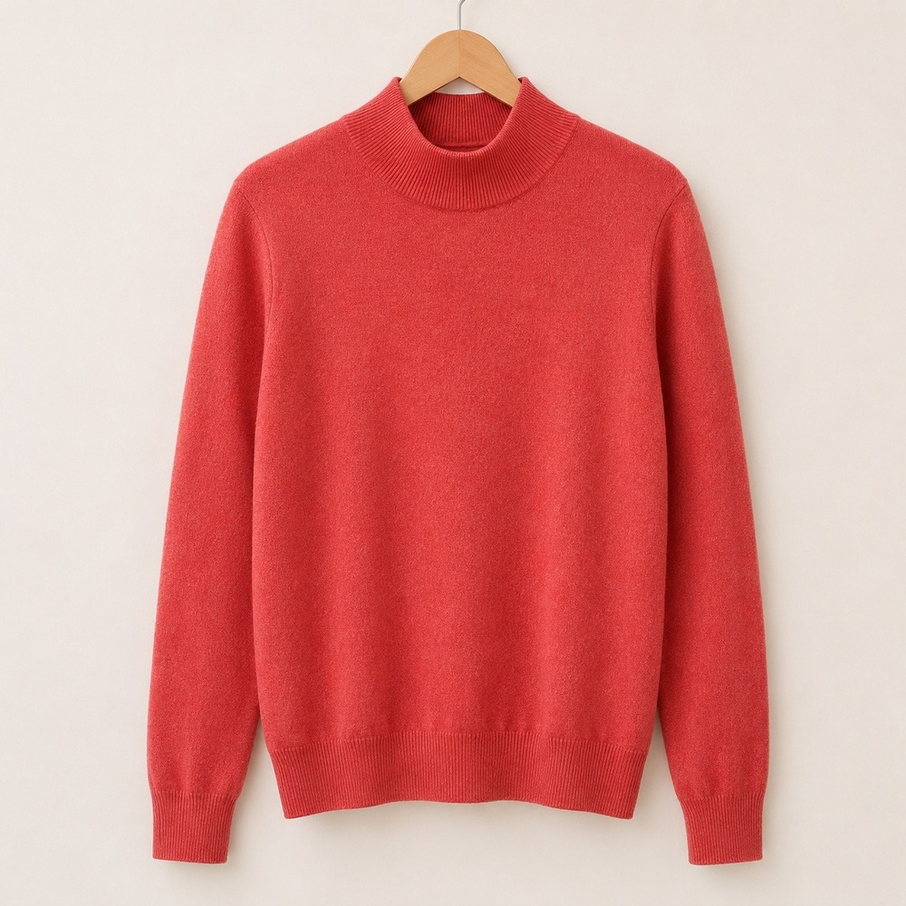 Charter Club Old Money Cashmere Mock Neck Sweater Womens M Coral Pink Luxury